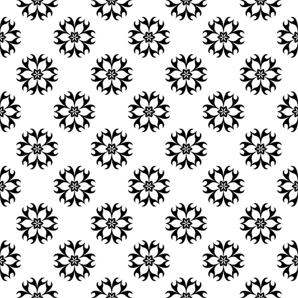 Adorno Floral Monocromo Blanco Negro Patrón Sin Costuras Para Textiles — Vector de stock