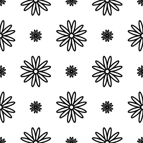 Beyaz arka planda siyah çiçek süsleme. Tekstil ve duvar kağıtları için seamless modeli