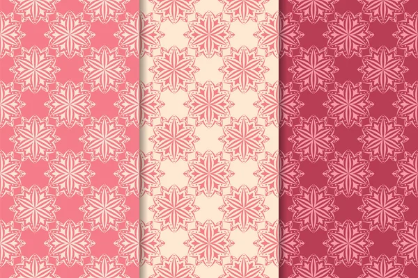 Kırmızı çiçekli süsler kümesi. Kiraz pembe dikey Dikişsiz desen. Duvar kağıdı arka plan