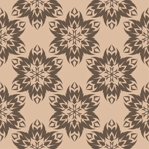 Bej renkli arka plan üzerinde kahverengi çiçek tasarım. Tekstil ve duvar kağıtları için seamless modeli