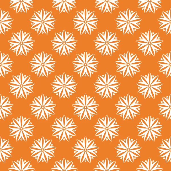 Turuncu zemin üzerine beyaz çiçek süsleme. Tekstil ve duvar kağıtları için seamless modeli