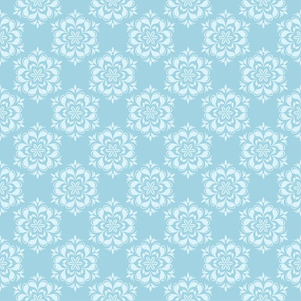 White Floral Pattern Blue Background Seamless Ornament Textile Wallpapers — Stock Vector