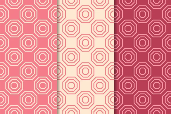 Kiraz kırmızı geometrik yazdırır. Web, Tekstil ve duvar kağıtları için dikey Dikişsiz desen seti