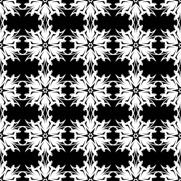 Siyah arka plan üzerine beyaz çiçek süsleme. Tekstil ve duvar kağıtları için seamless modeli
