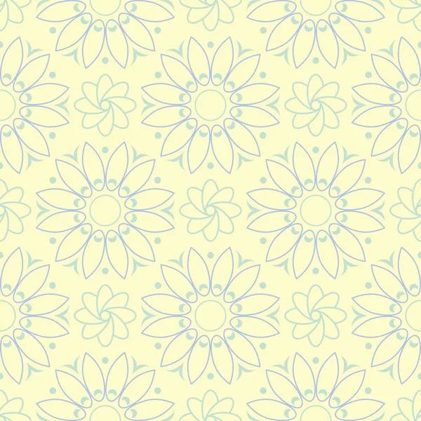 Çiçek desenli sorunsuz arka plan. Bej renkli arka plan duvar kağıtları, Tekstil ve kumaş için mavi ve yeşil ışık çiçek öğeleri ile