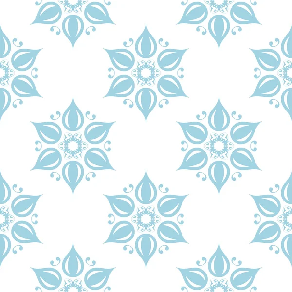 Beyaz zemin üzerine mavi çiçek süsleme. Tekstil ve duvar kağıtları için seamless modeli