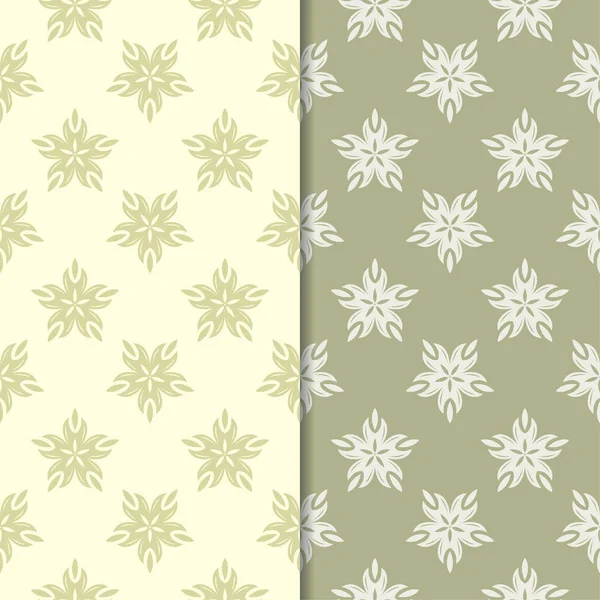 Zeytin yeşili çiçek arka planlar. Tekstil ve duvar kağıtları için dikişsiz desen seti
