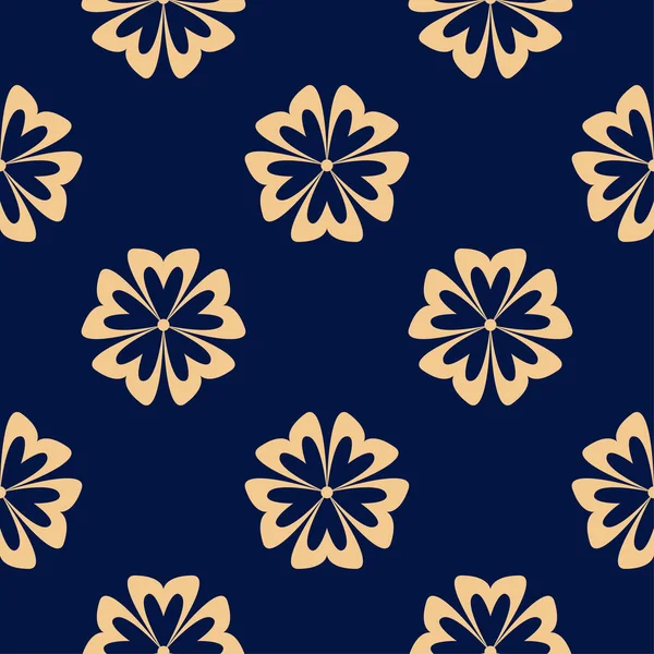Mavi zemin üzerine altın çiçek. Tekstil ve duvar kağıtları için seamless modeli