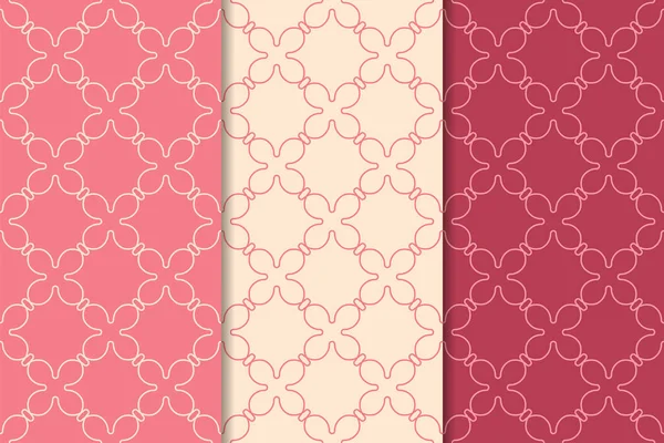 Kiraz kırmızı geometrik yazdırır. Web, Tekstil ve duvar kağıtları için dikey Dikişsiz desen seti