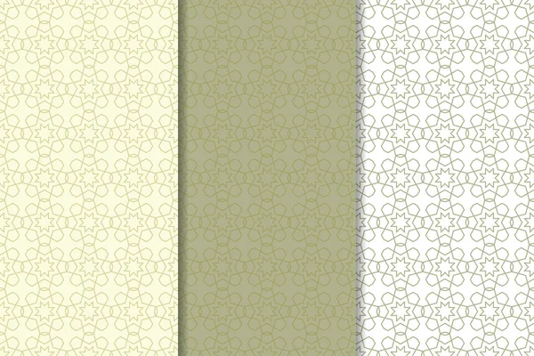 Ensemble Géométrique Vert Olive Blanc Motifs Verticaux Sans Couture Pour — Image vectorielle