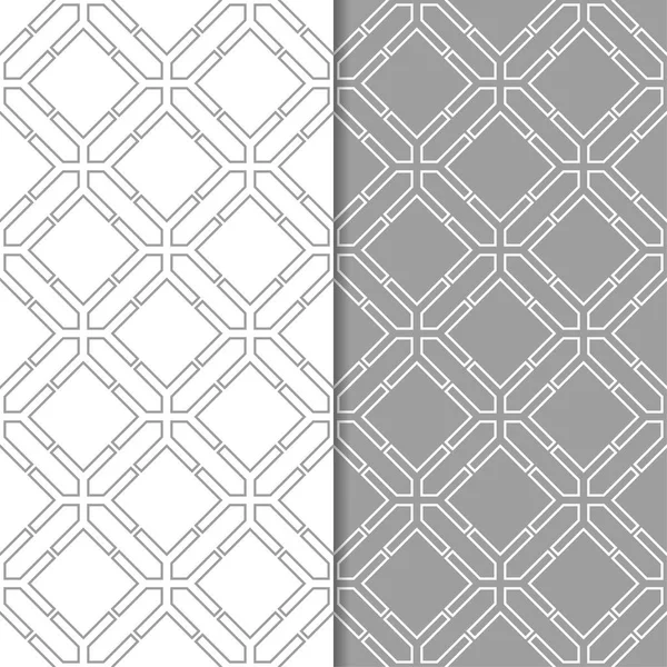 Gri ve beyaz geometrik süsler. Web, Tekstil ve duvar kağıtları için dikişsiz desen seti