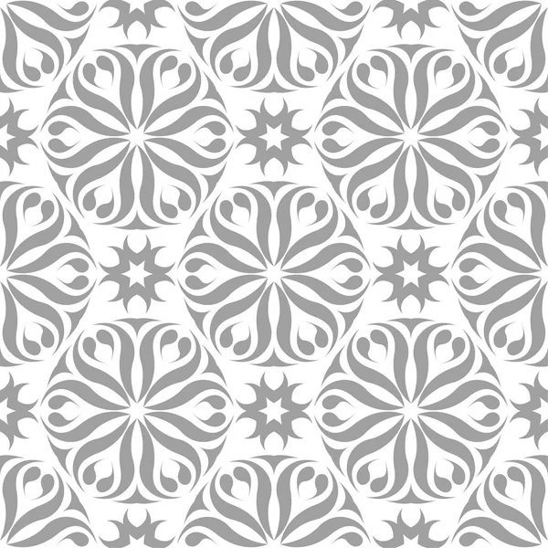 Beyaz ve gri çiçek süsleme. Tekstil ve duvar kağıtları için seamless modeli