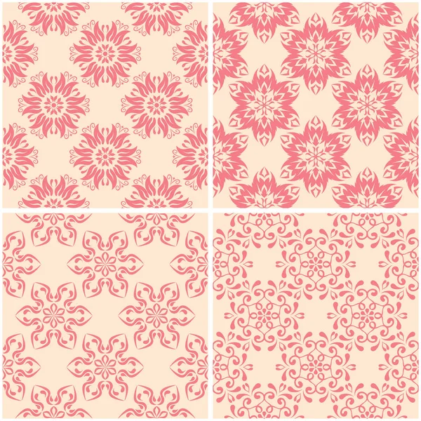 Çiçek desenleri. Dizi sorunsuz arka plan bej ve kırmızı. Vektör çizim