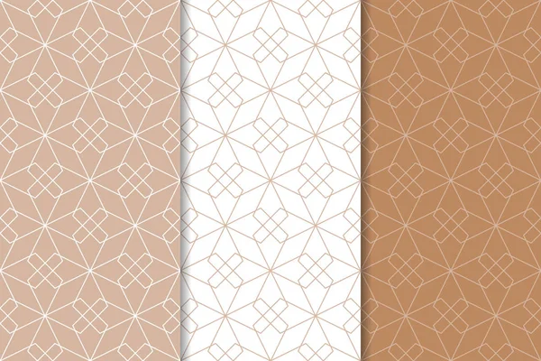 Web 纺织品和墙纸的无缝图案的褐色和白色几何集 — 图库矢量图片