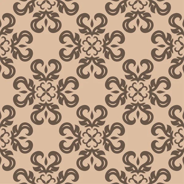 Bej renkli arka plan üzerinde koyu kahverengi çiçek süsleme. Tekstil ve duvar kağıtları için seamless modeli