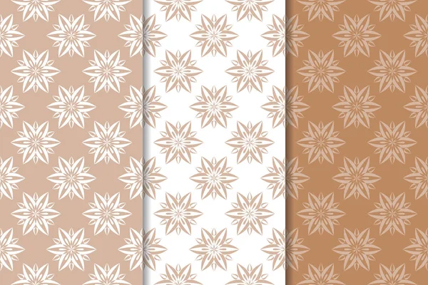 Kahverengi çiçek arka planlar. Tekstil ve duvar kağıtları için dikişsiz desen seti