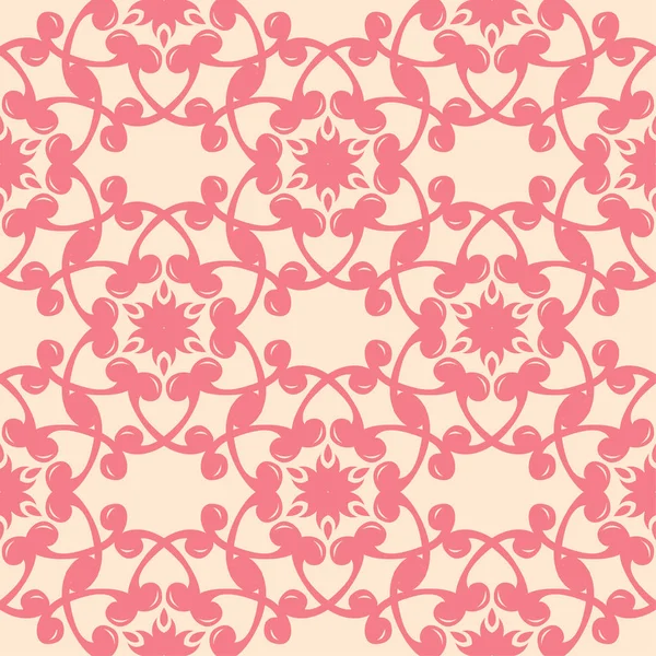 Bej renkli arka plan üzerinde kırmızı çiçekli süs. Tekstil ve duvar kağıtları için seamless modeli