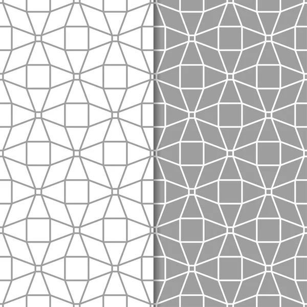 Conjunto Ornamentos Geométricos Patrones Grises Blancos Sin Costura Para Tela — Archivo Imágenes Vectoriales