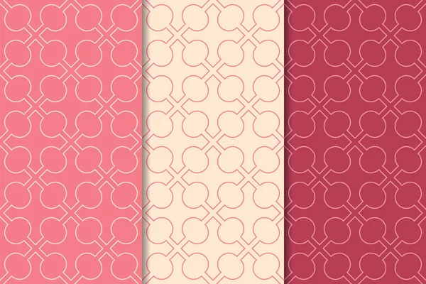 Kiraz kırmızısı geometrik süsler. Web, Tekstil ve duvar kağıtları için dikey Dikişsiz desen seti