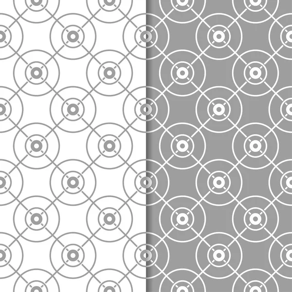 Gri ve beyaz geometrik süsler. Web, Tekstil ve duvar kağıtları için dikişsiz desen seti