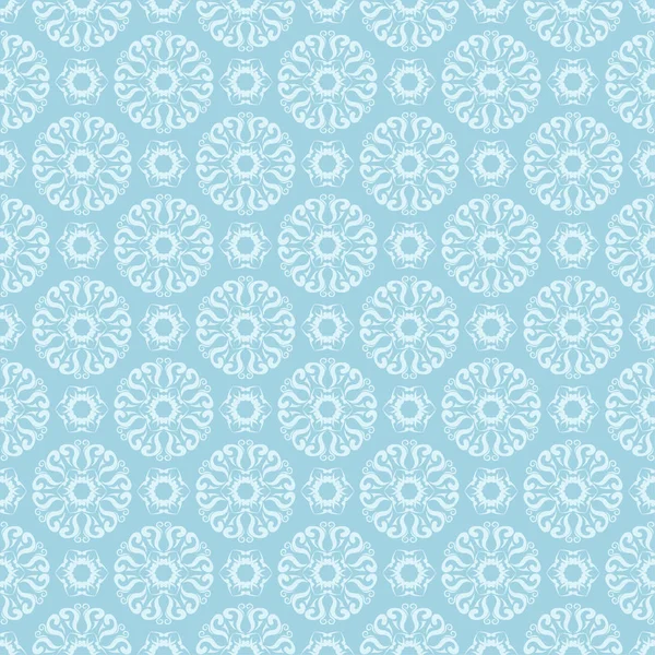 White Floral Pattern Blue Background Seamless Ornament Textile Wallpapers — Stock Vector