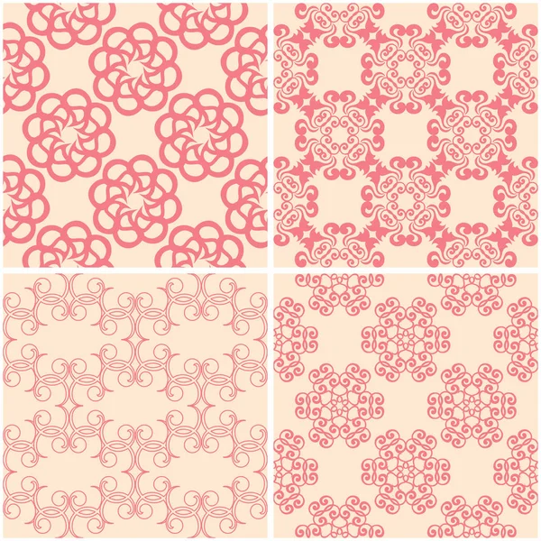 Çiçek desenleri. Dizi sorunsuz arka plan bej ve kırmızı. Vektör çizim