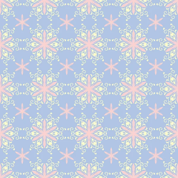 Çiçek mavi seamless modeli. Bej ve pembe öğeler için duvar kağıtları, Tekstil ve kumaş renkli arka plan