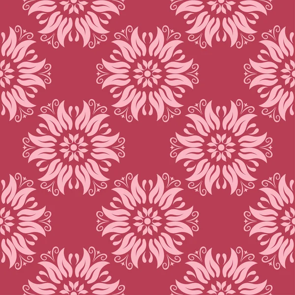 Adorno Floral Sobre Fondo Rojo Patrón Sin Costuras Para Textiles — Vector de stock