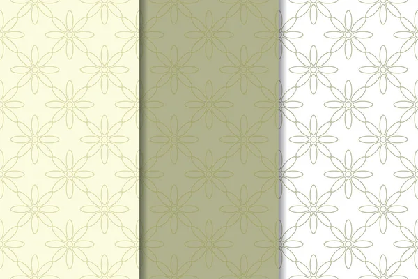 Zeytin yeşili çiçek arka planlar. Tekstil ve duvar kağıtları için dikişsiz desen seti