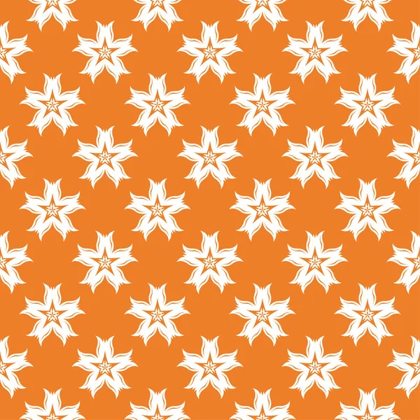 Ornamento Floral Laranja Com Elementos Brancos Padrão Sem Costura Para — Vetor de Stock