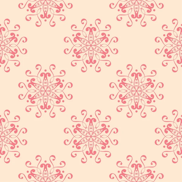 Bej renkli arka plan üzerinde kırmızı çiçekli süs. Tekstil ve duvar kağıtları için seamless modeli