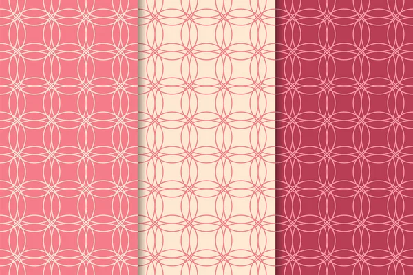 Вишнево Красные Геометрические Украшения Набор Вертикальных Плавных Узоров Паутины Текстиля — стоковый вектор