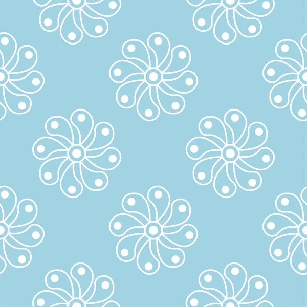 Weißer Blumenschmuck Auf Marineblauem Hintergrund Nahtloses Muster Für Textilien Und — Stockvektor