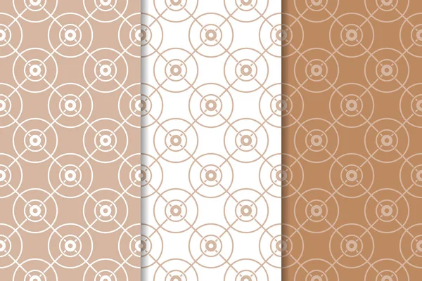 Kahverengi ve beyaz geometrik süsler. Web, Tekstil ve duvar kağıtları için dikişsiz desen seti