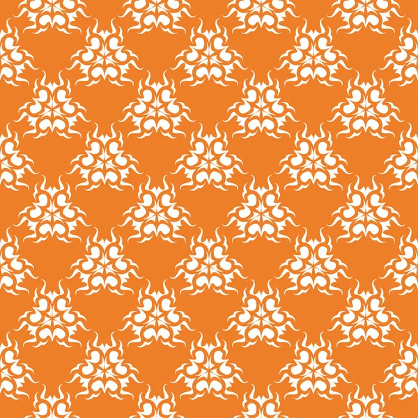 Adorno Floral Blanco Sobre Fondo Naranja Patrón Sin Costuras Para — Vector de stock