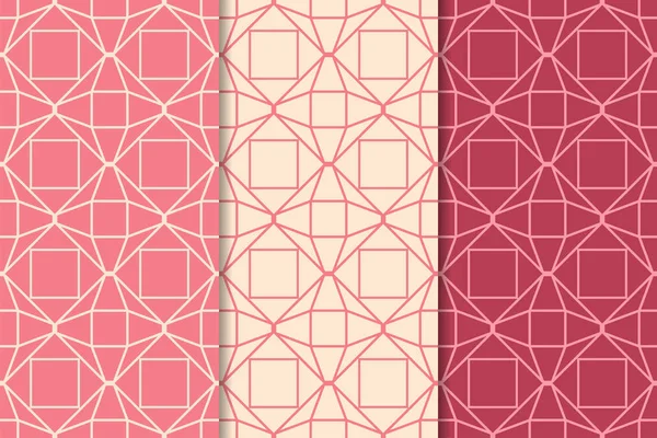 Красный Вишневый Геометрический Набор Вертикальных Бесшовных Рисунков Паутины Текстиля Обоев — стоковый вектор