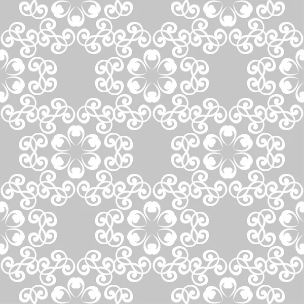 Gri arka plan üzerinde beyaz çiçek süsleme. Tekstil ve duvar kağıtları için seamless modeli