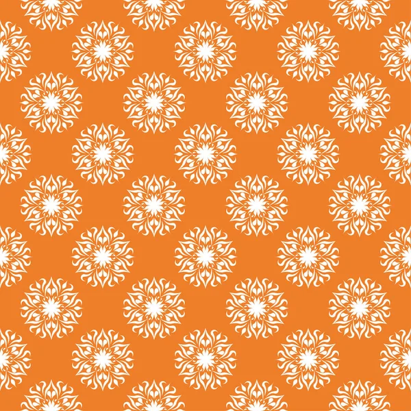 Ornamento Floral Laranja Com Elementos Brancos Padrão Sem Costura Para — Vetor de Stock