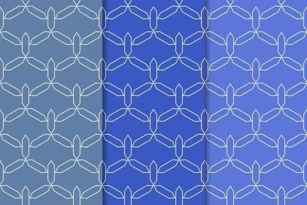 Mavi geometrik süsler. Web, Tekstil ve duvar kağıtları için dikey Dikişsiz desen seti