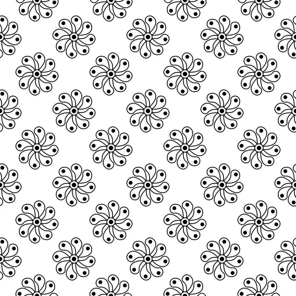 Adornos Florales Blanco Negro Patrón Sin Costuras Para Textiles Fondos — Vector de stock