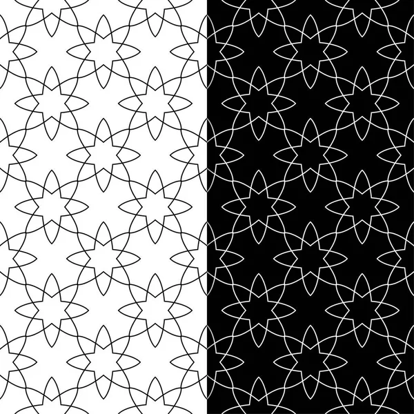 Siyah ve beyaz geometrik süsler. Web, Tekstil ve duvar kağıtları için dikişsiz desen seti