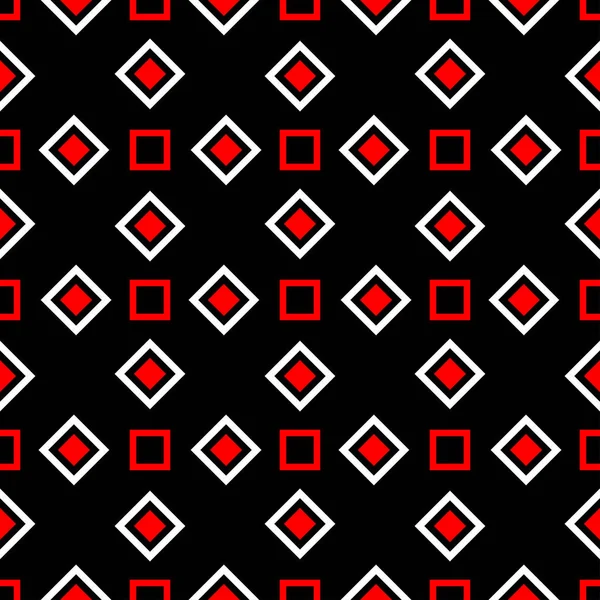 Seamless Geometric Black Background Red White Elements Wallpapers Textile Fabrics — Stock Vector