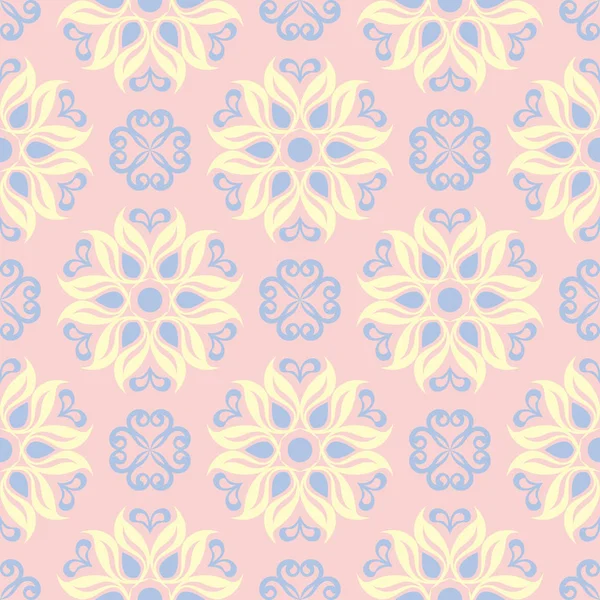 Çiçek sorunsuz arka plan. Duvar kağıtları, Tekstil ve kumaş için pembe, mavi ve sarı çiçek deseni