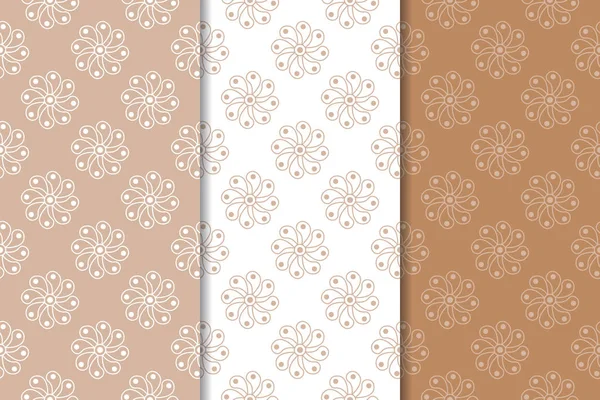 Kahverengi çiçek süsler. Tekstil ve duvar kağıtları için dikey Dikişsiz desen seti