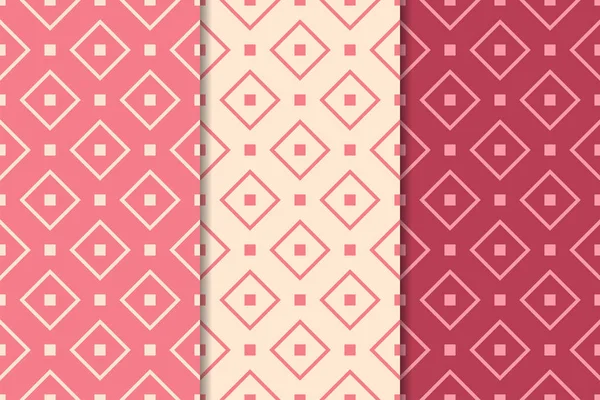 Kiraz kırmızısı geometrik süsler. Web, Tekstil ve duvar kağıtları için dikey Dikişsiz desen seti