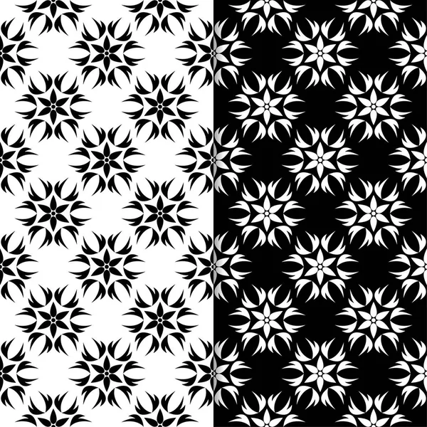 Zwart Wit Set Floral Achtergronden Naadloze Patronen Voor Textiel Wallpapers — Stockvector