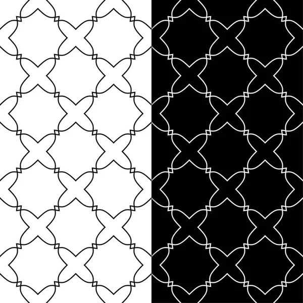 Siyah ve beyaz geometrik süsler. Web, Tekstil ve duvar kağıtları için dikişsiz desen seti