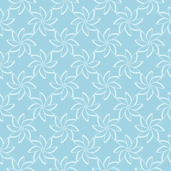 Mavi zemin üzerine beyaz çiçek desenli. Tekstil ve duvar kağıtları için sorunsuz süsleme