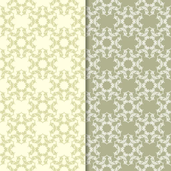 Zeytin yeşili çiçek arka planlar. Tekstil ve duvar kağıtları için dikişsiz desen seti