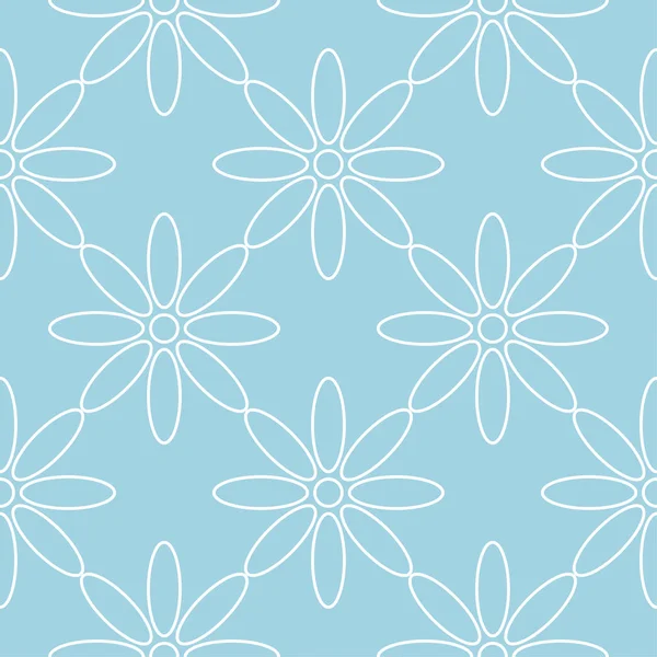 Mavi zemin üzerine beyaz çiçek süsleme. Tekstil ve duvar kağıtları için seamless modeli